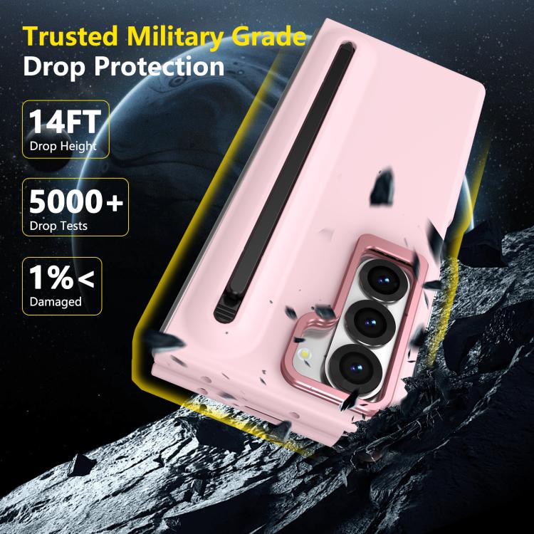 For Samsung Galaxy Z Fold6 5G Integrated Skin Feel Lens Folding Holder Pen Slot Shockproof Phone Case with Pen
