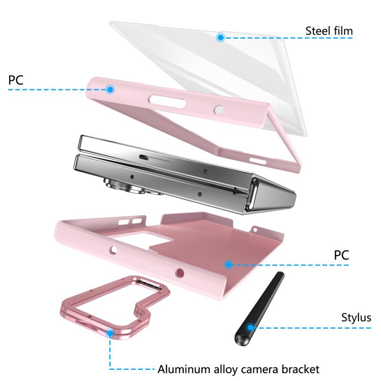 For Samsung Galaxy Z Fold6 5G Integrated Skin Feel Lens Folding Holder Pen Slot Shockproof Phone Case with Pen