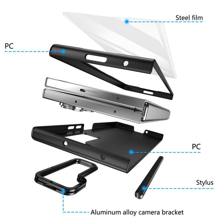 For Samsung Galaxy Z Fold6 5G Integrated Skin Feel Lens Folding Holder Pen Slot Shockproof Phone Case with Pen