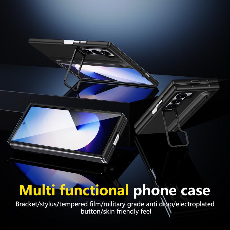For Samsung Galaxy Z Fold6 5G Integrated Skin Feel Lens Folding Holder Pen Slot Shockproof Phone Case with Pen