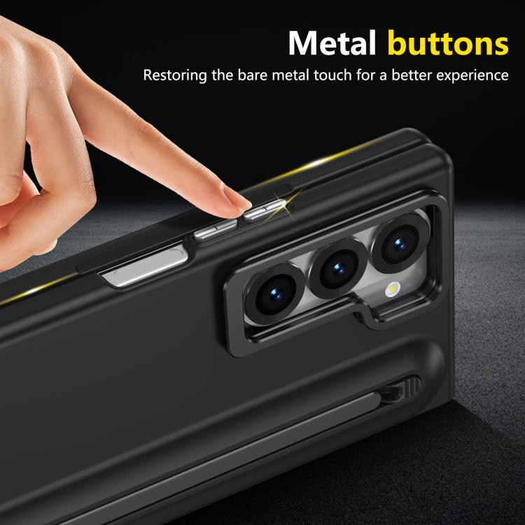 For Samsung Galaxy Z Fold6 5G Integrated Skin Feel Lens Folding Holder Pen Slot Shockproof Phone Case with Pen