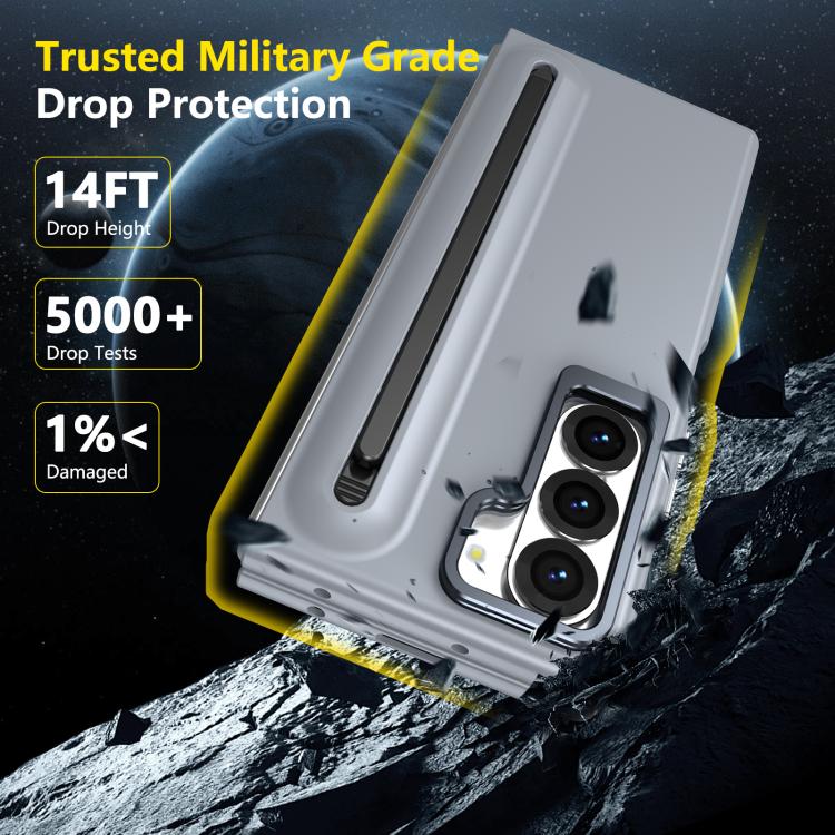 For Samsung Galaxy Z Fold6 5G Integrated Skin Feel Lens Folding Holder Pen Slot Shockproof Phone Case with Pen