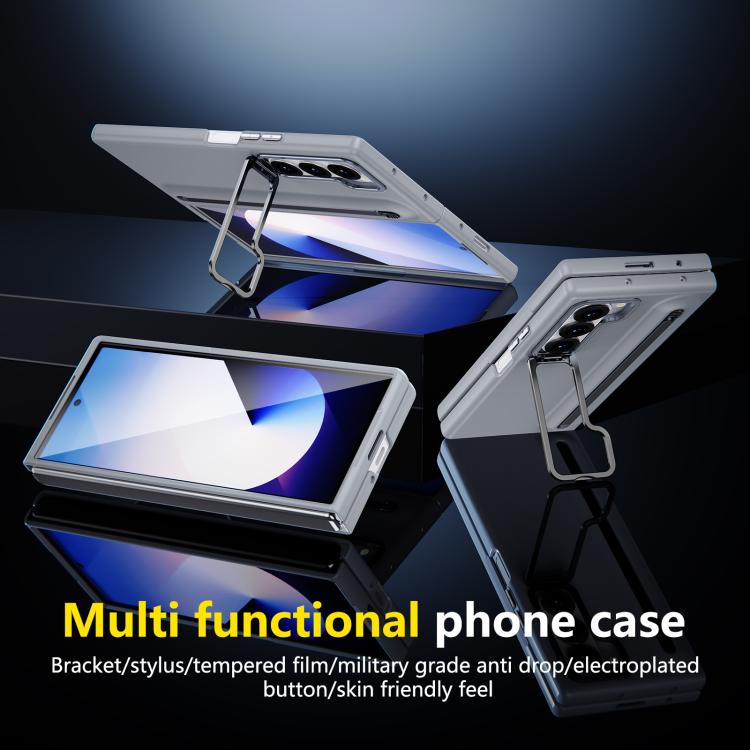 For Samsung Galaxy Z Fold6 5G Integrated Skin Feel Lens Folding Holder Pen Slot Shockproof Phone Case with Pen