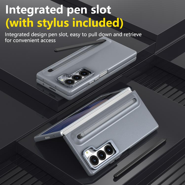 For Samsung Galaxy Z Fold6 5G Integrated Skin Feel Lens Folding Holder Pen Slot Shockproof Phone Case with Pen