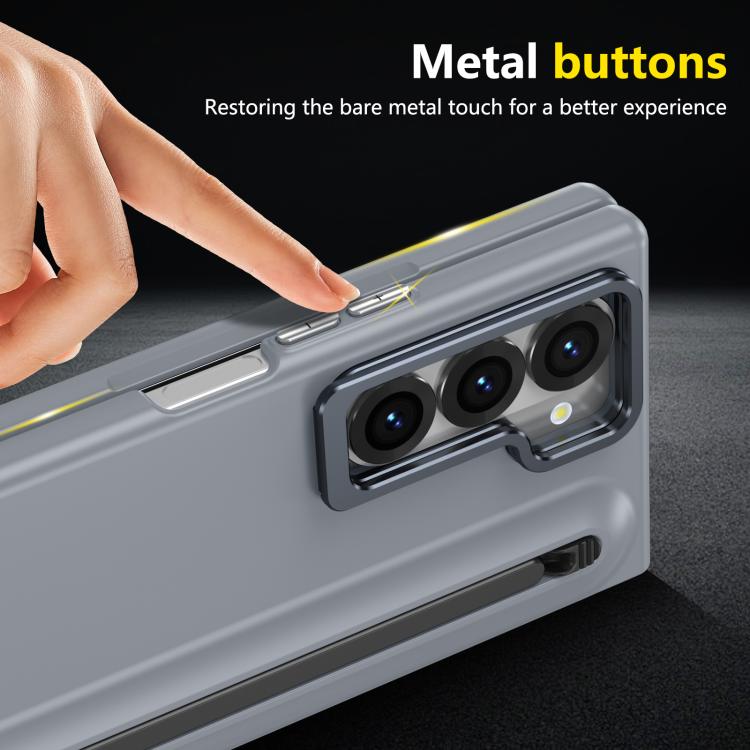 For Samsung Galaxy Z Fold6 5G Integrated Skin Feel Lens Folding Holder Pen Slot Shockproof Phone Case with Pen
