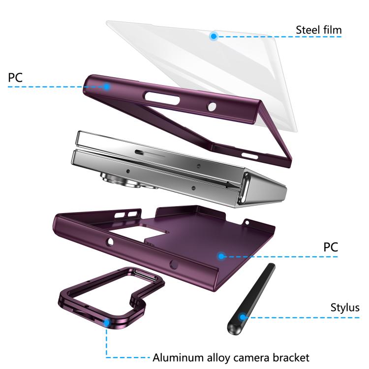 For Samsung Galaxy Z Fold6 5G Integrated Skin Feel Lens Folding Holder Pen Slot Shockproof Phone Case with Pen