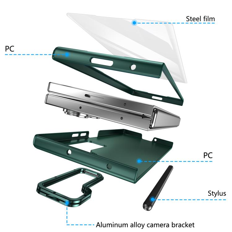 For Samsung Galaxy Z Fold6 5G Integrated Skin Feel Lens Folding Holder Pen Slot Shockproof Phone Case with Pen