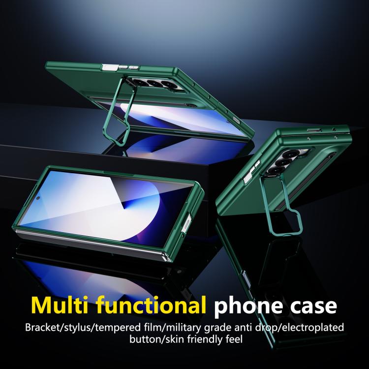 For Samsung Galaxy Z Fold6 5G Integrated Skin Feel Lens Folding Holder Pen Slot Shockproof Phone Case with Pen