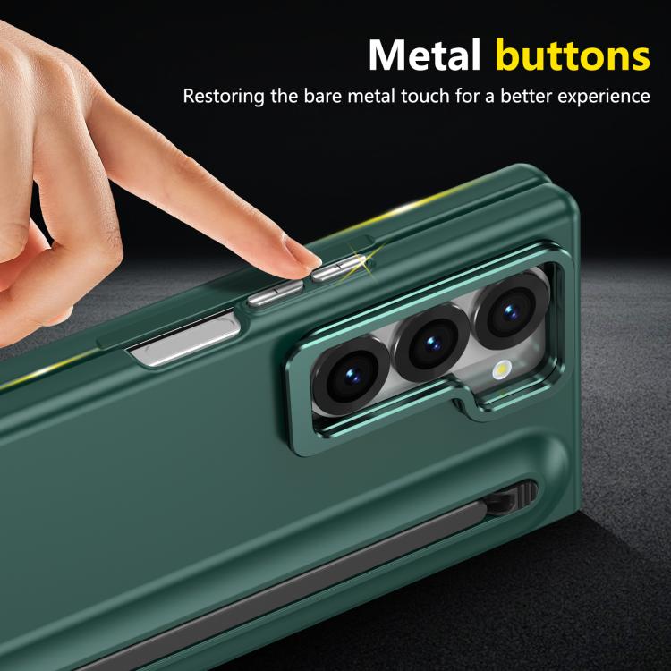 For Samsung Galaxy Z Fold6 5G Integrated Skin Feel Lens Folding Holder Pen Slot Shockproof Phone Case with Pen