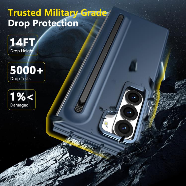 For Samsung Galaxy Z Fold6 5G Integrated Skin Feel Lens Folding Holder Pen Slot Shockproof Phone Case with Pen
