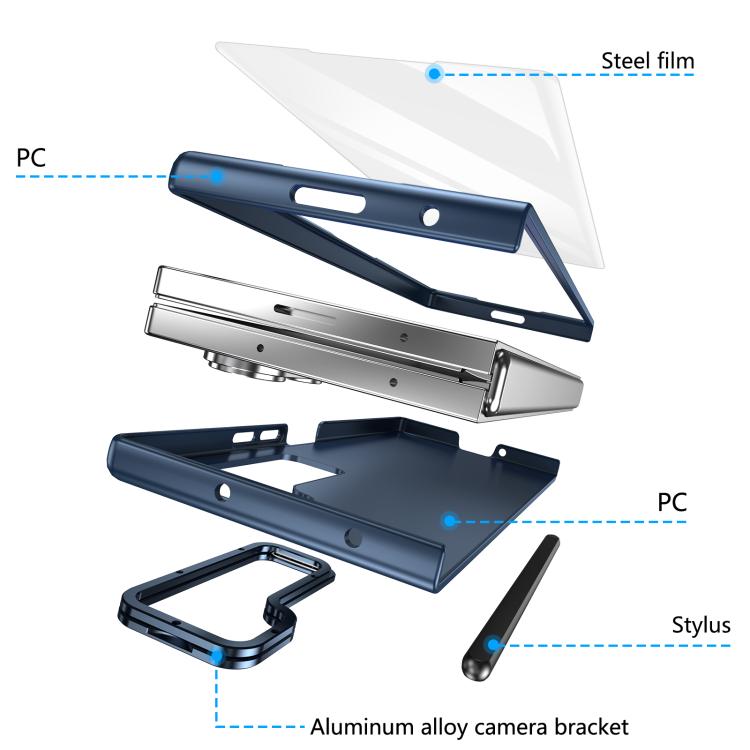 For Samsung Galaxy Z Fold6 5G Integrated Skin Feel Lens Folding Holder Pen Slot Shockproof Phone Case with Pen