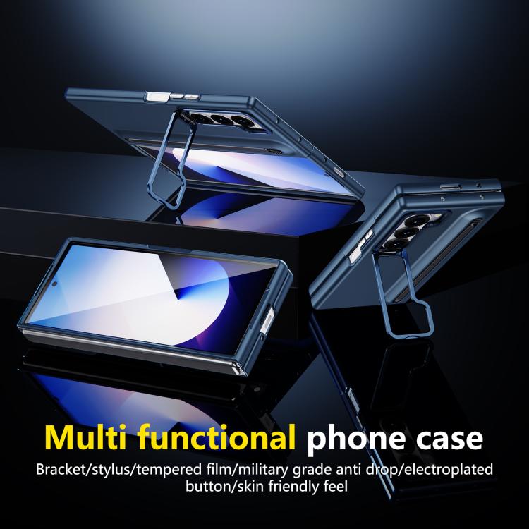 For Samsung Galaxy Z Fold6 5G Integrated Skin Feel Lens Folding Holder Pen Slot Shockproof Phone Case with Pen