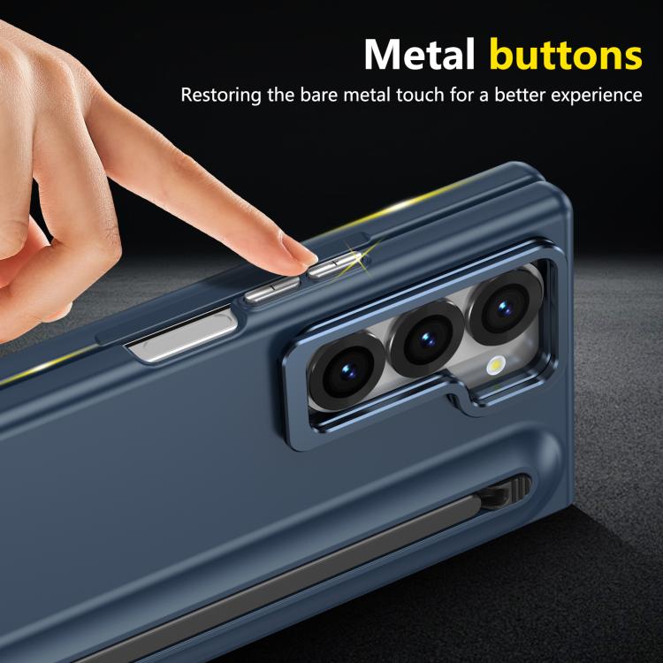 For Samsung Galaxy Z Fold6 5G Integrated Skin Feel Lens Folding Holder Pen Slot Shockproof Phone Case with Pen