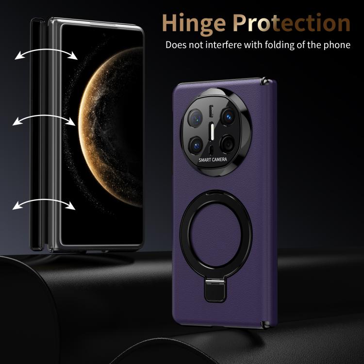 For Huawei Mate X6 Metal Folding Holder Hinge MagSafe Leather Shockproof Phone Case