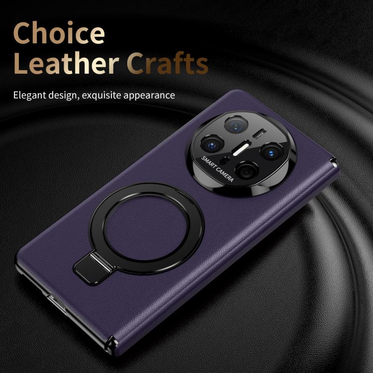 For Huawei Mate X6 Metal Folding Holder Hinge MagSafe Leather Shockproof Phone Case