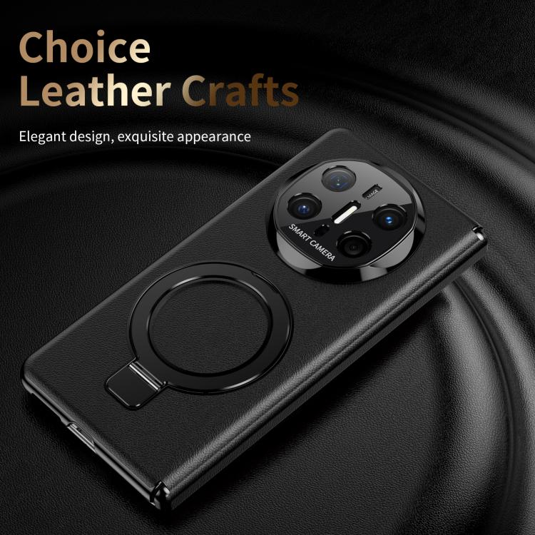 For Huawei Mate X6 Metal Folding Holder Hinge MagSafe Leather Shockproof Phone Case