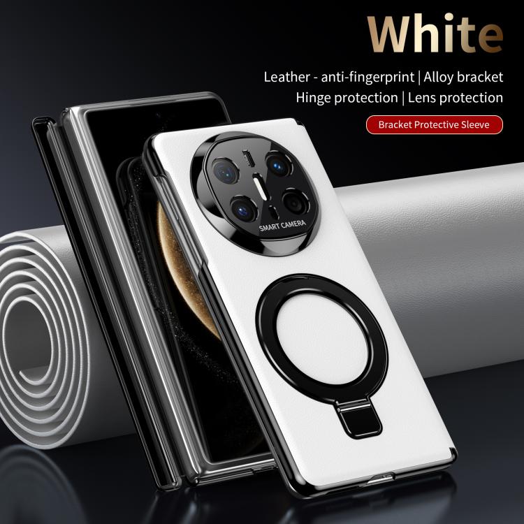 For Huawei Mate X6 Metal Folding Holder Hinge MagSafe Leather Shockproof Phone Case