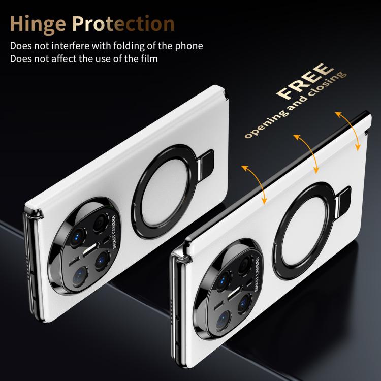 For Huawei Mate X6 Metal Folding Holder Hinge MagSafe Leather Shockproof Phone Case