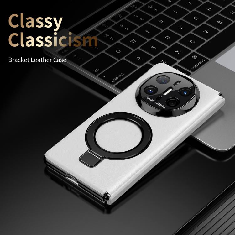 For Huawei Mate X6 Metal Folding Holder Hinge MagSafe Leather Shockproof Phone Case