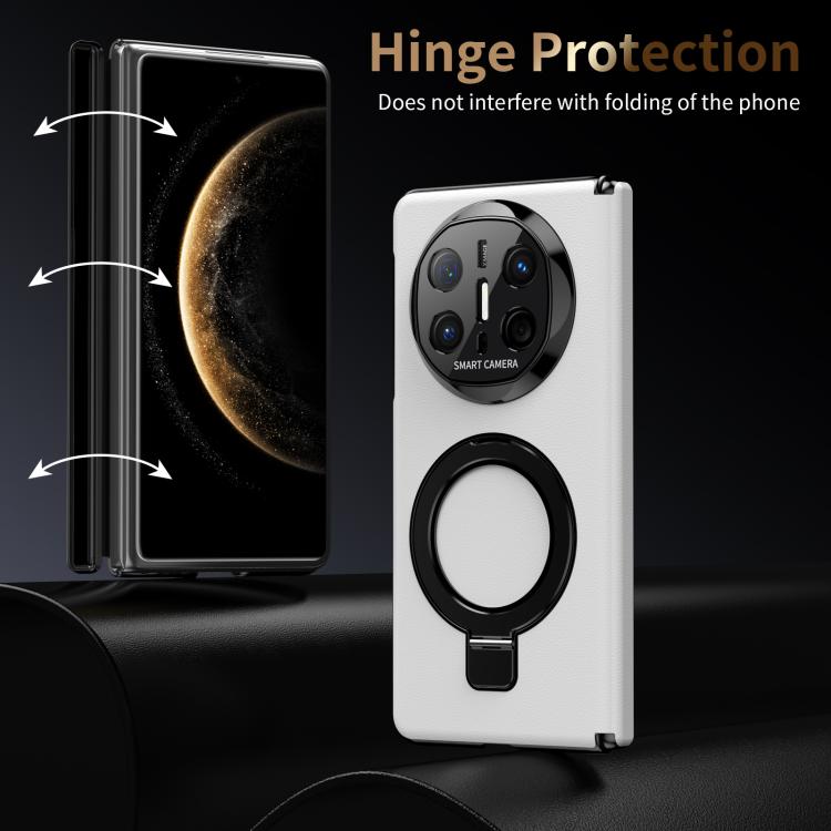 For Huawei Mate X6 Metal Folding Holder Hinge MagSafe Leather Shockproof Phone Case