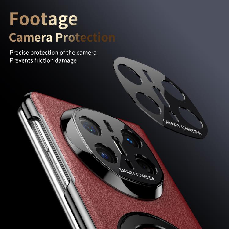 For Huawei Mate X6 Metal Folding Holder Hinge MagSafe Leather Shockproof Phone Case