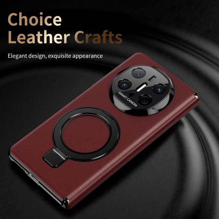 For Huawei Mate X6 Metal Folding Holder Hinge MagSafe Leather Shockproof Phone Case