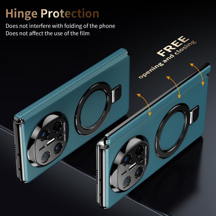 For Huawei Mate X6 Metal Folding Holder Hinge MagSafe Leather Shockproof Phone Case