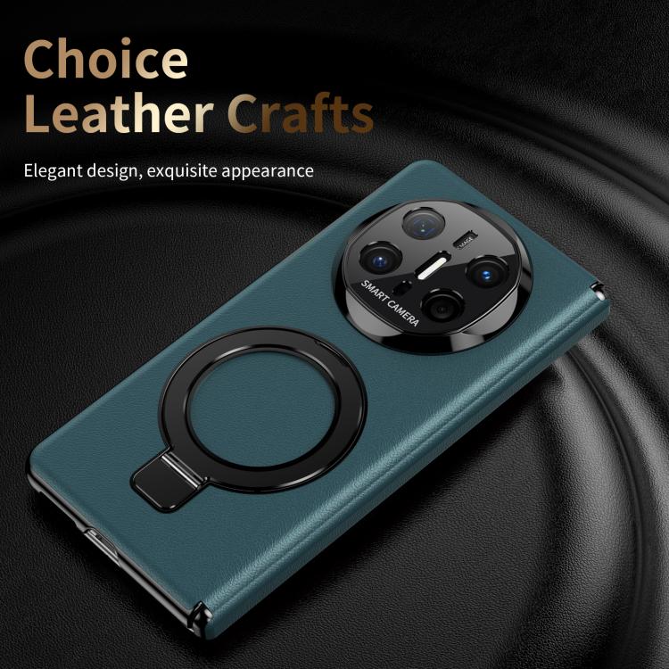For Huawei Mate X6 Metal Folding Holder Hinge MagSafe Leather Shockproof Phone Case