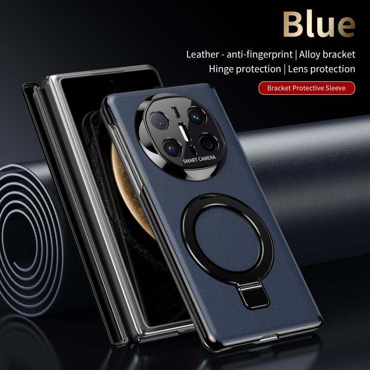 For Huawei Mate X6 Metal Folding Holder Hinge MagSafe Leather Shockproof Phone Case