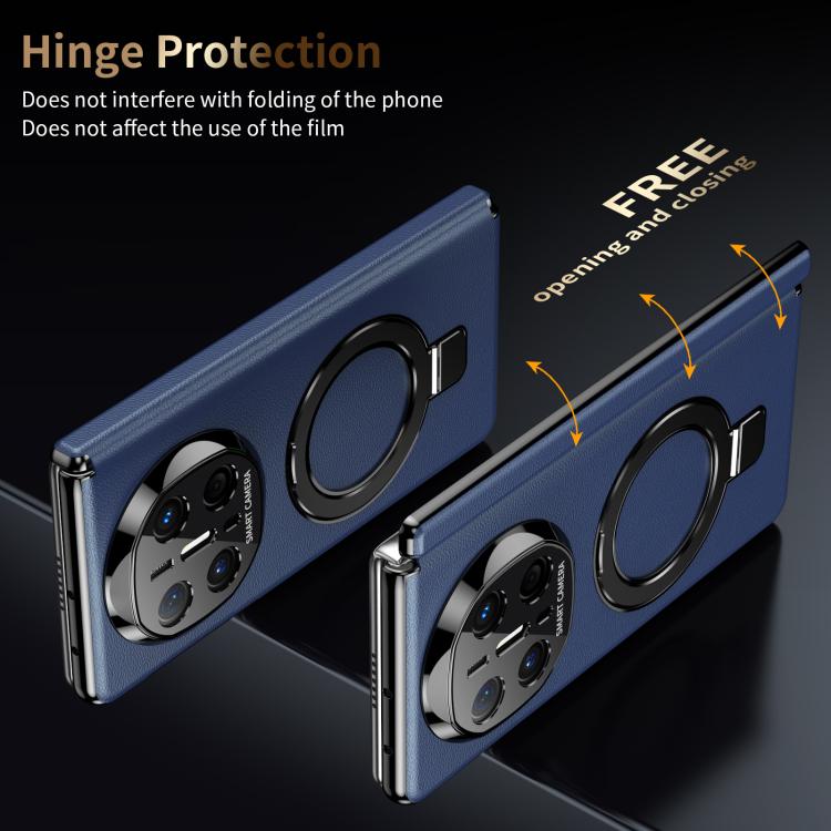 For Huawei Mate X6 Metal Folding Holder Hinge MagSafe Leather Shockproof Phone Case