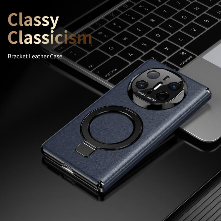 For Huawei Mate X6 Metal Folding Holder Hinge MagSafe Leather Shockproof Phone Case
