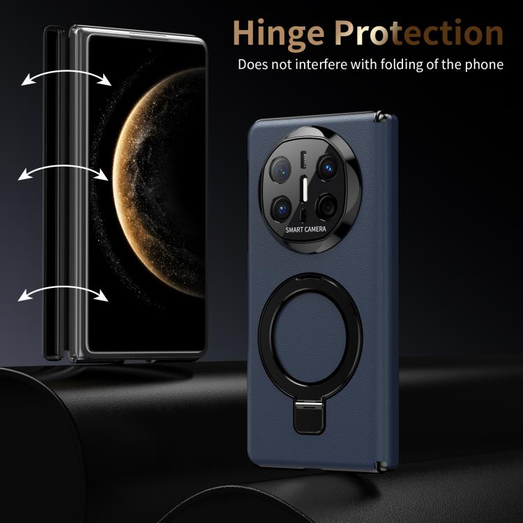 For Huawei Mate X6 Metal Folding Holder Hinge MagSafe Leather Shockproof Phone Case