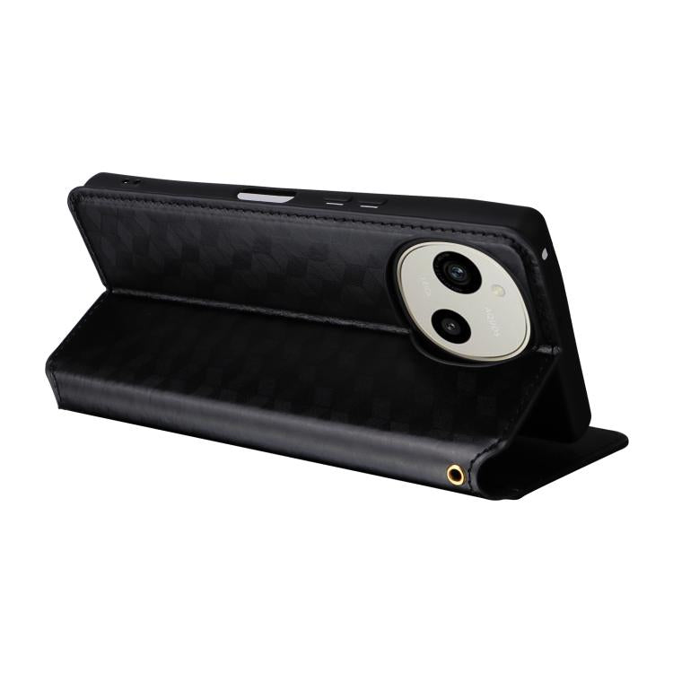 For Sharp Aquos R10 / R9 Cubic Grid Texture Flip Leather Phone Case