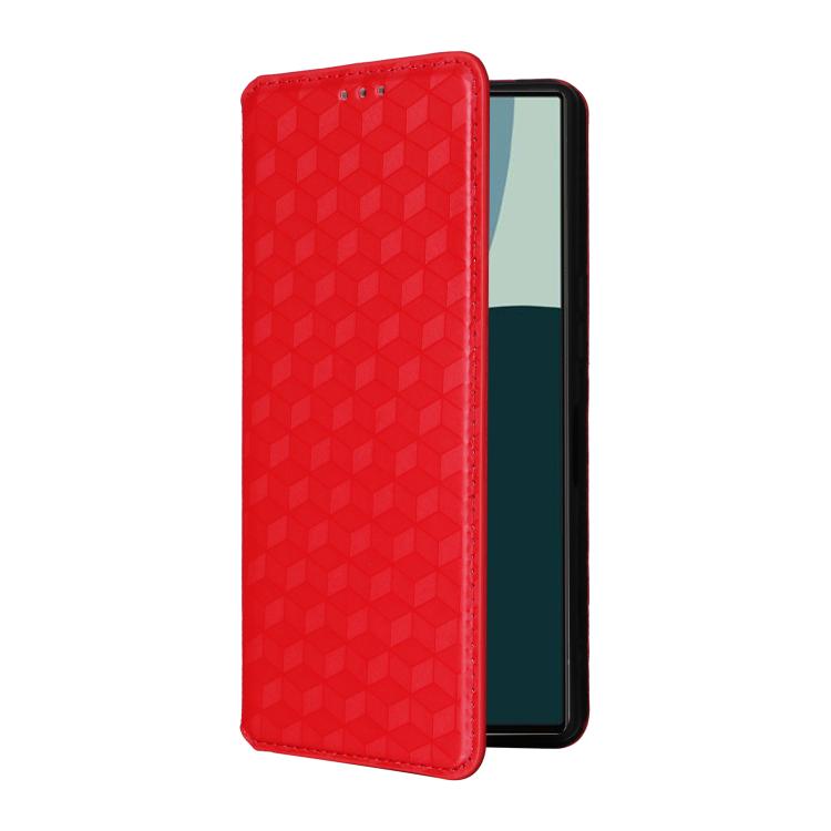 For Sharp Aquos R10 / R9 Cubic Grid Texture Flip Leather Phone Case