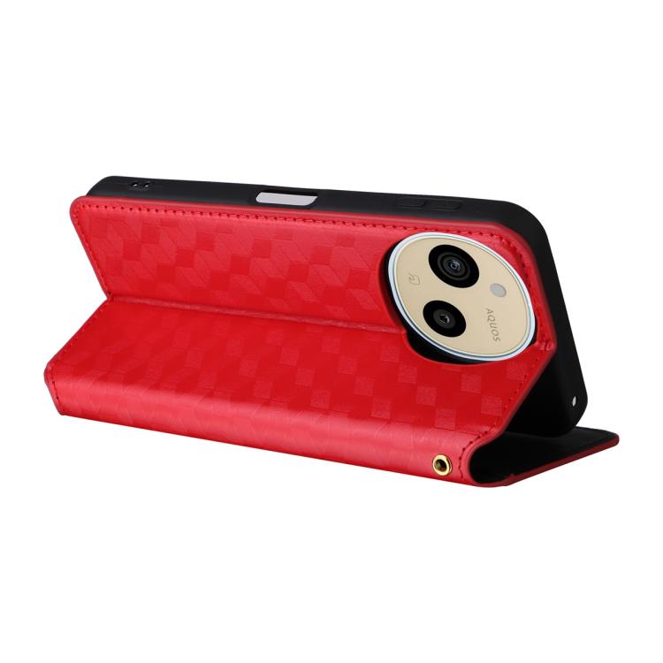 For Sharp Aquos Sense10 / Sense9 Cubic Grid Texture Flip Leather Phone Case