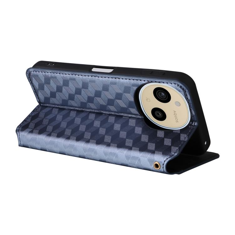 For Sharp Aquos Sense10 / Sense9 Cubic Grid Texture Flip Leather Phone Case