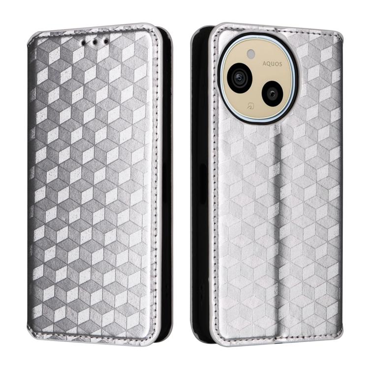 For Sharp Aquos Sense10 / Sense9 Cubic Grid Texture Flip Leather Phone Case