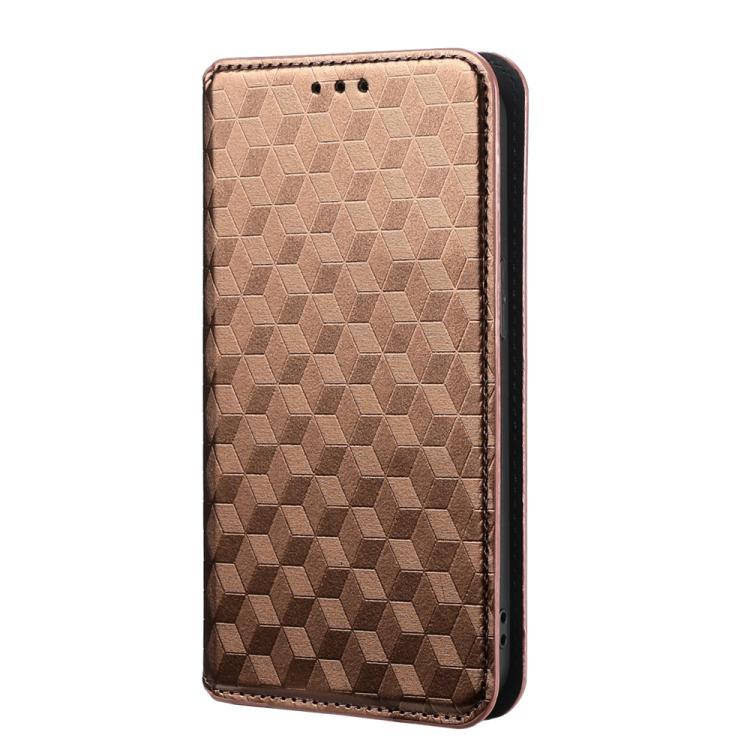 For iPhone 15 Cubic Grid Texture Flip Leather Phone Case