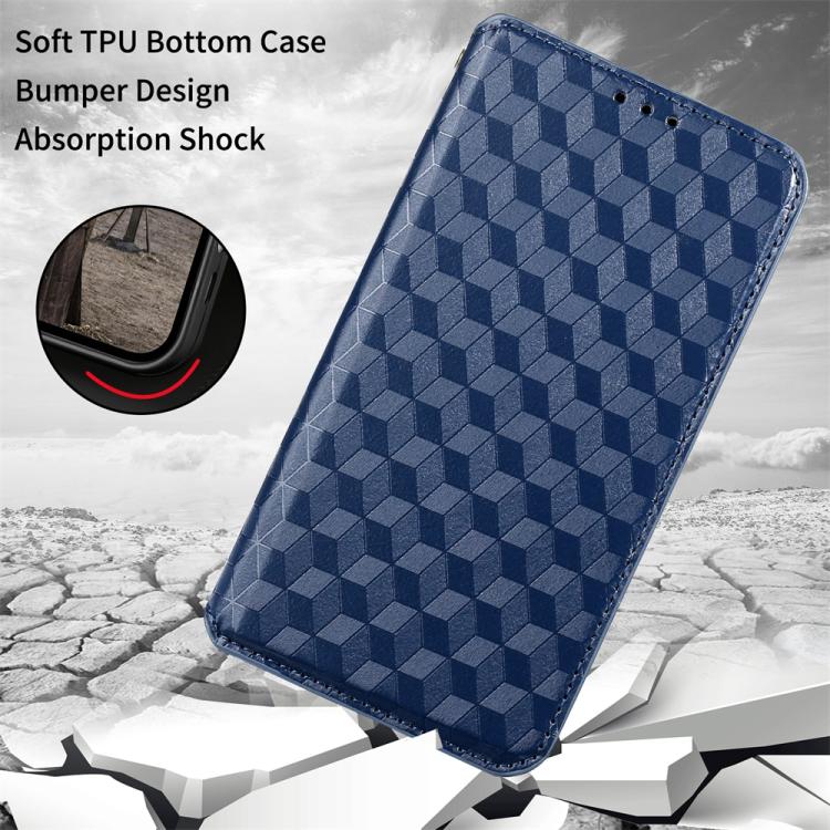 For iPhone 13 mini Cubic Grid Texture Flip Leather Phone Case