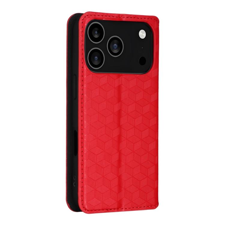 For iPhone 17 Pro Cubic Grid Texture Flip Leather Phone Case
