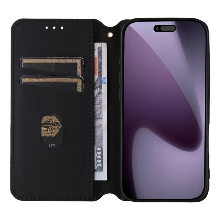 For iPhone 17 Pro Cubic Grid Texture Flip Leather Phone Case