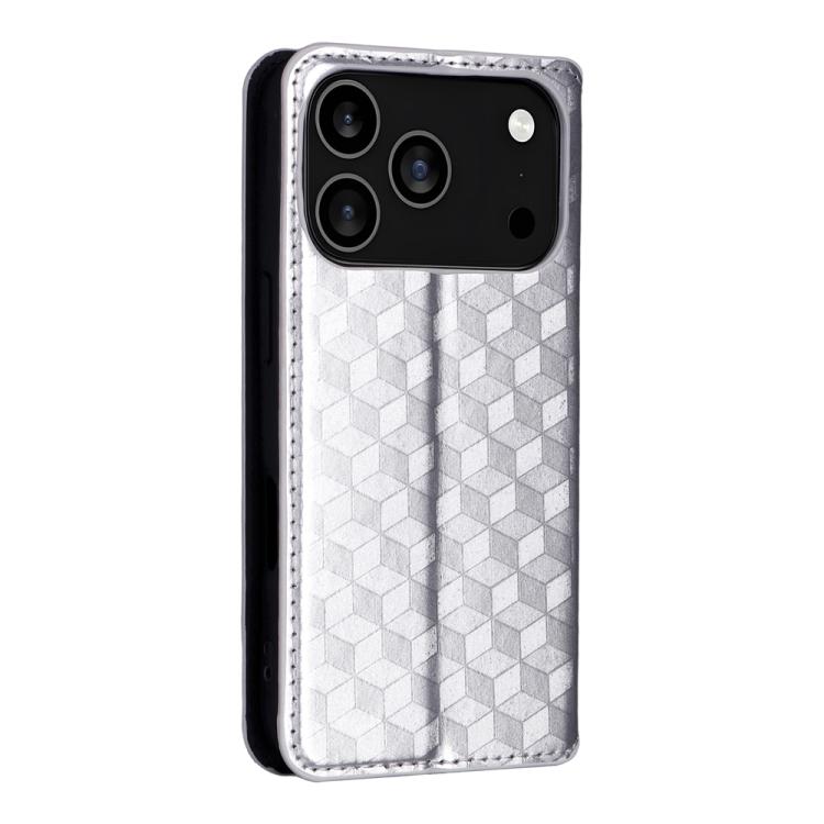 For iPhone 17 Pro Cubic Grid Texture Flip Leather Phone Case