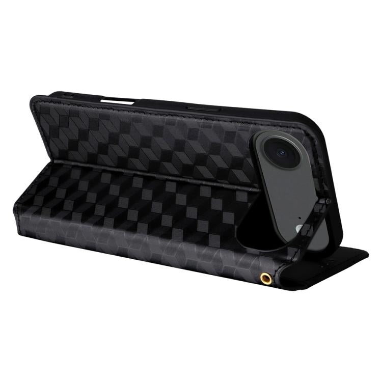 For iPhone Air Cubic Grid Texture Flip Leather Phone Case