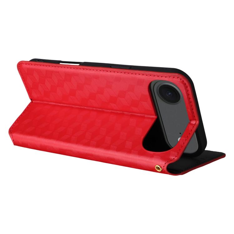 For iPhone Air Cubic Grid Texture Flip Leather Phone Case