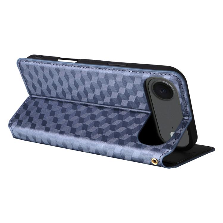 For iPhone Air Cubic Grid Texture Flip Leather Phone Case