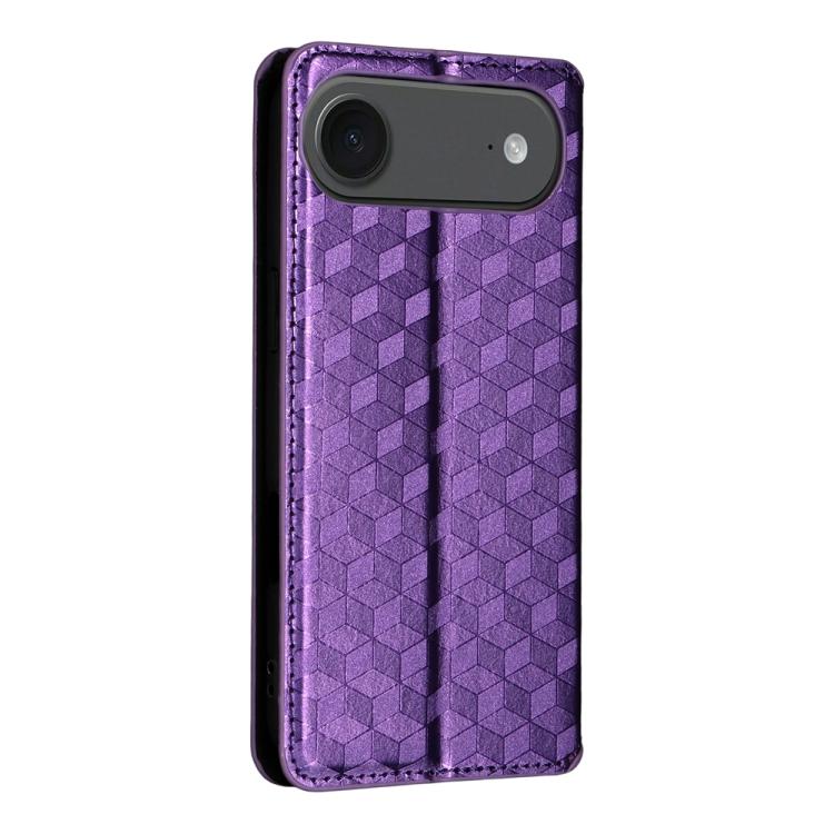 For iPhone Air Cubic Grid Texture Flip Leather Phone Case