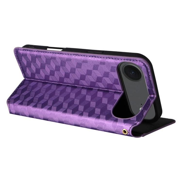 For iPhone Air Cubic Grid Texture Flip Leather Phone Case