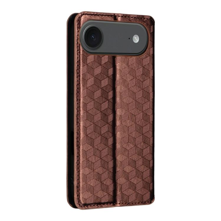 For iPhone Air Cubic Grid Texture Flip Leather Phone Case