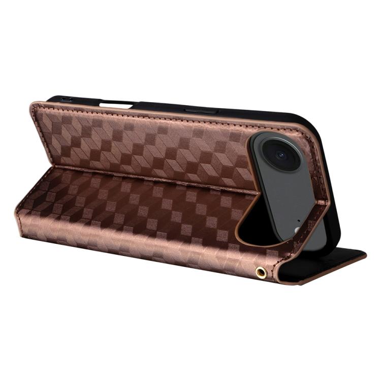 For iPhone Air Cubic Grid Texture Flip Leather Phone Case