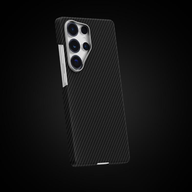 For Samsung Galaxy S25 Ultra 5G 600D Fine Grain Series Carbon Fiber MagSafe Phone Case - Black